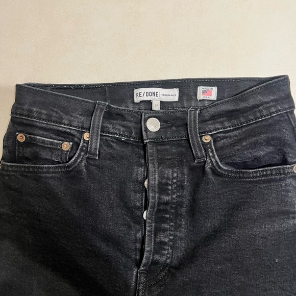 Re/Done High Rise Stove Pipe Ankle Crop Jeans In Black - Size 27 - Picture 9 of 9